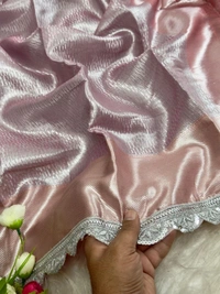 Pastel Pink Banarasi Tissue Silk Saree with Silver Shine & Designer Lace Border | VV
- Free