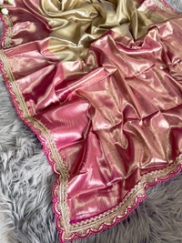 Soft Tissue Silk Saree with Designer Coding Border & Rich Brocade Blouse - Free