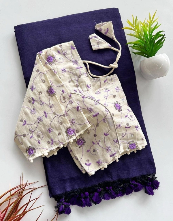 PAITHANI_HOUSE11 Handloom Khadi Cotton Saree: Boom Boom Sale! - NEVY BLUE