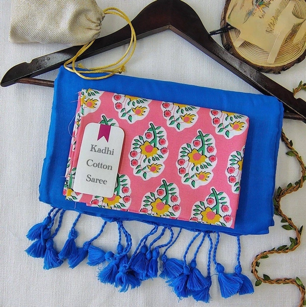 PAITHANI_HOUSE11 Handloom Khadi Cotton Saree: Boom Boom Sale! - ROYAL BLUE