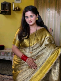 “Diksha Desle Inspired Designer Ghungroo Border Golden Silk Saree – Premium Festive Wear” ✨ - Gold, Free