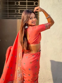 Authentic Baluchari Soft Silk Saree with Meenakari Flower Motifs & Rich Woven Pallu - FREE, PEACH