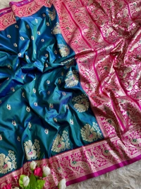 Authentic Maharashtrian Peshwai Paithani Silk Saree - Rich Royal Body with Grand Peacock Butta - FREE, Rama Green