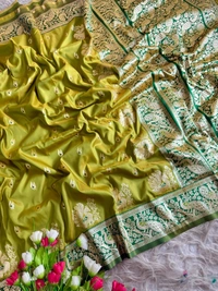 Authentic Maharashtrian Peshwai Paithani Silk Saree - Rich Royal Body with Grand Peacock Butta - FREE, Mehendi Green
