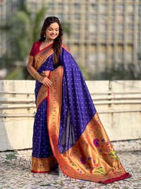 PAITHANI_HOUSE176 Bandhani Paithani Saree New Design 2025 � Soft Silk Zari Woven Saree for Wedding & Festival Look - [Bandhani Paithani] E - VIOLET