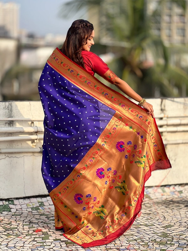 PAITHANI_HOUSE176 Bandhani Paithani Saree New Design 2025 � Soft Silk Zari Woven Saree for Wedding & Festival Look - [Bandhani Paithani] E - VIOLET