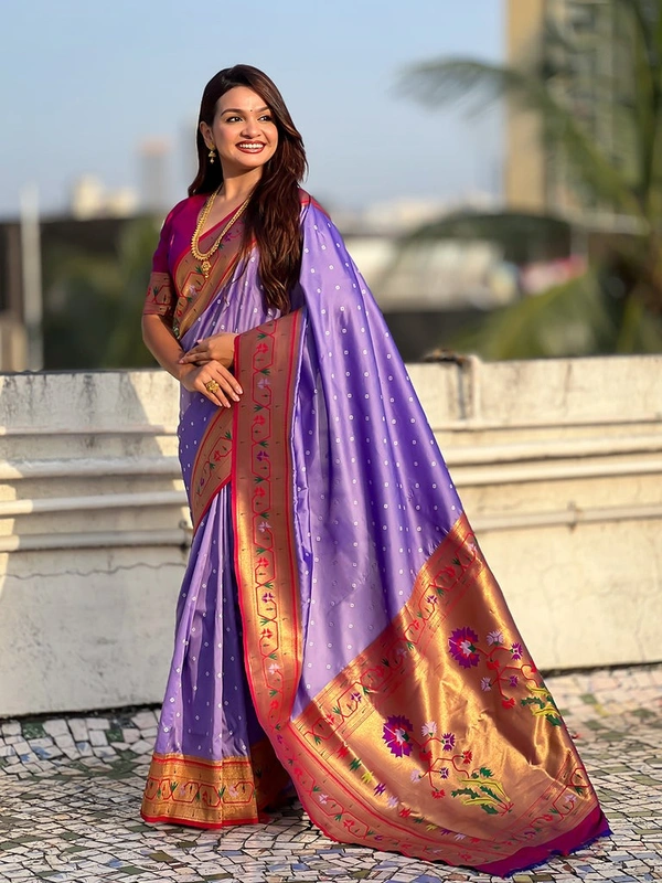 PAITHANI_HOUSE177 Bandhani Paithani Saree New Design 2025 � Soft Silk Zari Woven Saree for Wedding & Festival Look - [Bandhani Paithani] E - ORANGE