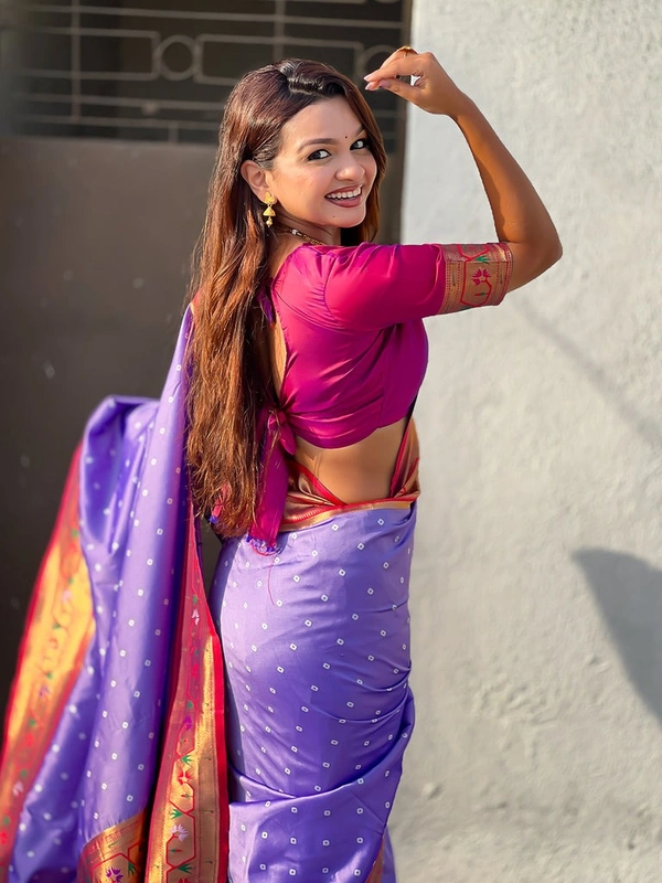 PAITHANI_HOUSE178 Bandhani Paithani Saree New Design 2025 � Soft Silk Zari Woven Saree for Wedding & Festival Look - [Bandhani Paithani] E - LAVENDER