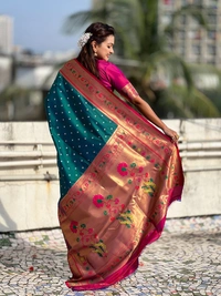 PAITHANI_HOUSE179 Bandhani Paithani Saree New Design 2025 � Soft Silk Zari Woven Saree for Wedding & Festival Look - [Bandhani Paithani] E - GREEN