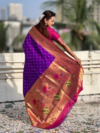 PAITHANI_HOUSE182 Bandhani Paithani Saree New Design 2025 � Soft Silk Zari Woven Saree for Wedding & Festival Look - [Bandhani Paithani] E - PURPLE