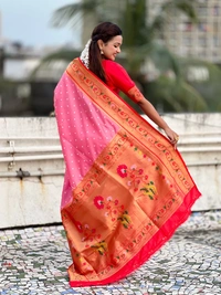 PAITHANI_HOUSE183 Bandhani Paithani Saree New Design 2025 � Soft Silk Zari Woven Saree for Wedding & Festival Look - [Bandhani Paithani] E - BABY PINK