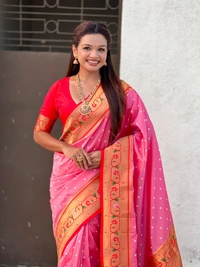 PAITHANI_HOUSE183 Bandhani Paithani Saree New Design 2025 � Soft Silk Zari Woven Saree for Wedding & Festival Look - [Bandhani Paithani] E - BABY PINK