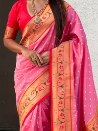 PAITHANI_HOUSE183 Bandhani Paithani Saree New Design 2025 � Soft Silk Zari Woven Saree for Wedding & Festival Look - [Bandhani Paithani] E - BABY PINK