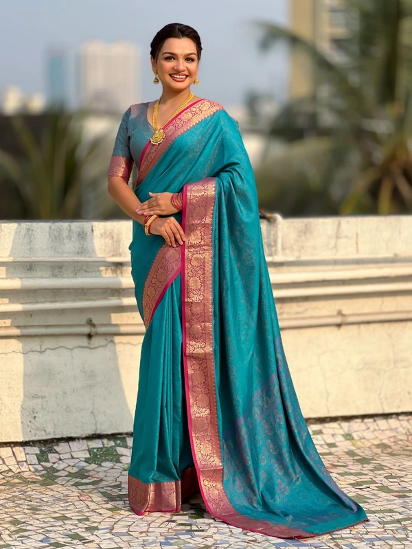 BANDHANI Soft Patola Silk Saree with Bandhani Weaves and Contrast Floral Zari Border