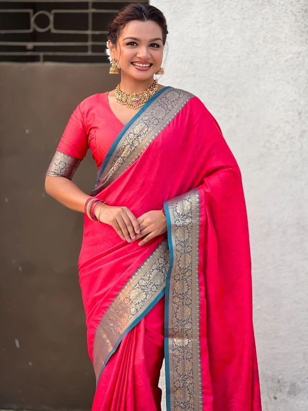 BANDHANI Soft Patola Silk Saree with Bandhani Weaves and Contrast Floral Zari Border - FREE, LIGHT PINK