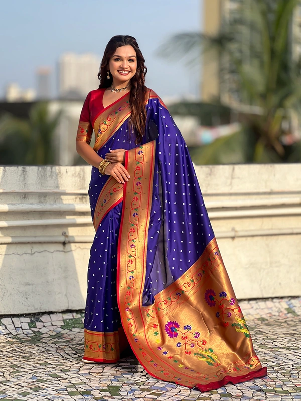Bandhani Soft Silk Saree with Rich Paithani Meenakari Pallu