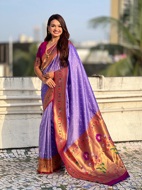 Bandhani Soft Silk Saree with Rich Paithani Meenakari Pallu