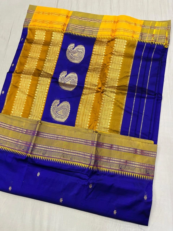 Boutique Exclusive Pure Handloom Narayanpeth Saree Design - Free, Royal Blue (4)