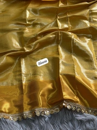Celebrity Inspired Soft Silk Banarasi Saree with Designer Sequin Border - FREE, GOLDEN YELLOW