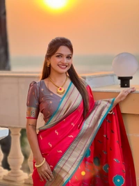 PAITHANI_HOUSE220 Designer Paithani Saree � Soft Silk with Zari Motifs, Meenakari Border & Tassel Finish- PEACOCK PAITHANI - PINK