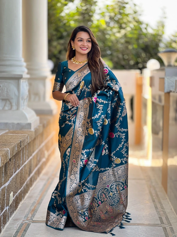 PAITHANI_HOUSE322 Designer Soft Banarasi Saree with Zari Border & Weaving Blouse - BANARASI - 1 - MORPICH