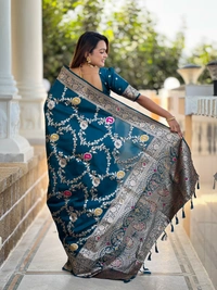 PAITHANI_HOUSE322 Designer Soft Banarasi Saree with Zari Border & Weaving Blouse - BANARASI - 1 - MORPICH