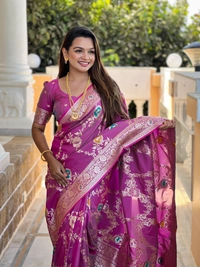 PAITHANI_HOUSE328 Designer Soft Banarasi Saree with Zari Border & Weaving Blouse - BANARASI - 1 - ONION
