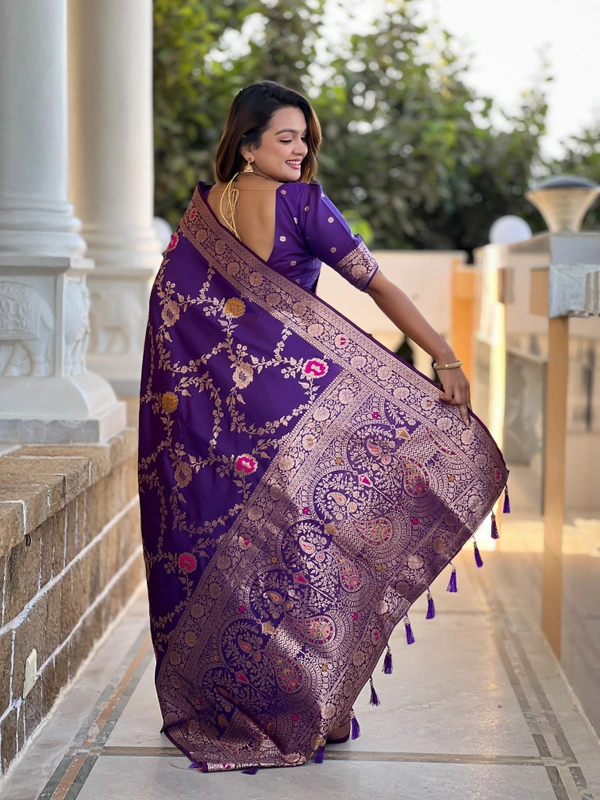 PAITHANI_HOUSE331 Designer Soft Banarasi Saree with Zari Border & Weaving Blouse - BANARASI - 1 - WINE