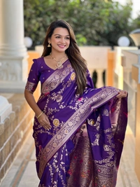 PAITHANI_HOUSE331 Designer Soft Banarasi Saree with Zari Border & Weaving Blouse - BANARASI - 1 - WINE