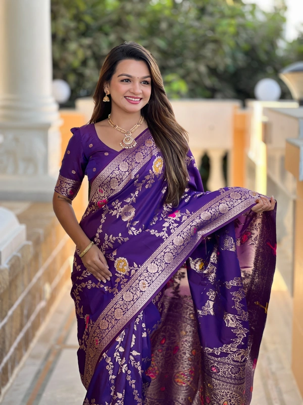 PAITHANI_HOUSE331 Designer Soft Banarasi Saree with Zari Border & Weaving Blouse - BANARASI - 1 - WINE