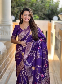 PAITHANI_HOUSE331 Designer Soft Banarasi Saree with Zari Border & Weaving Blouse - BANARASI - 1 - WINE