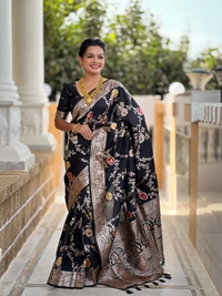 PAITHANI_HOUSE334 Designer Soft Banarasi Saree with Zari Border & Weaving Blouse - BANARASI - 1 - BLACK