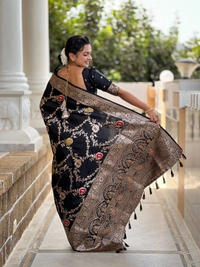 PAITHANI_HOUSE334 Designer Soft Banarasi Saree with Zari Border & Weaving Blouse - BANARASI - 1 - BLACK