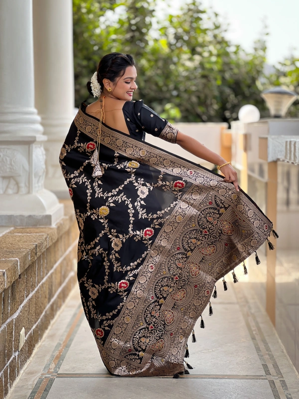 PAITHANI_HOUSE334 Designer Soft Banarasi Saree with Zari Border & Weaving Blouse - BANARASI - 1 - BLACK