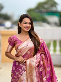 PAITHANI_HOUSE253 Designer Soft Banarasi Silk Saree with Meenakari Weaving & Contrast Rich Pallu - BANARASI - 15 NECKLESS - RANI PINK