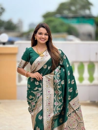 PAITHANI_HOUSE259 Designer Soft Banarasi Silk Saree with Meenakari Weaving & Contrast Rich Pallu - BANARASI - 15 NECKLESS - Green