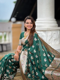 PAITHANI_HOUSE259 Designer Soft Banarasi Silk Saree with Meenakari Weaving & Contrast Rich Pallu - BANARASI - 15 NECKLESS - Green