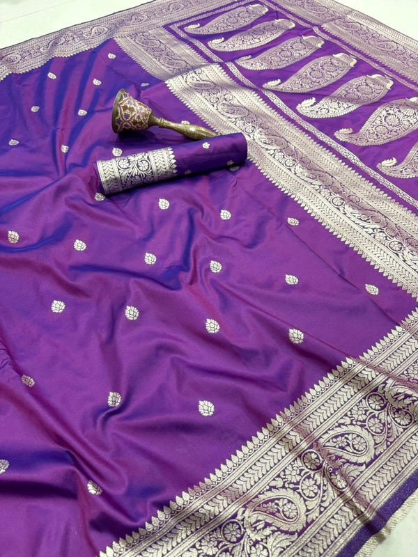 Designer Soft Silk Banarasi Saree | Lightweight Ethnic Wear with Heavy Meenakari Border