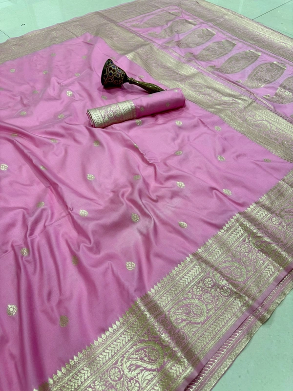 Designer Soft Silk Banarasi Saree | Lightweight Ethnic Wear with Heavy Meenakari Border