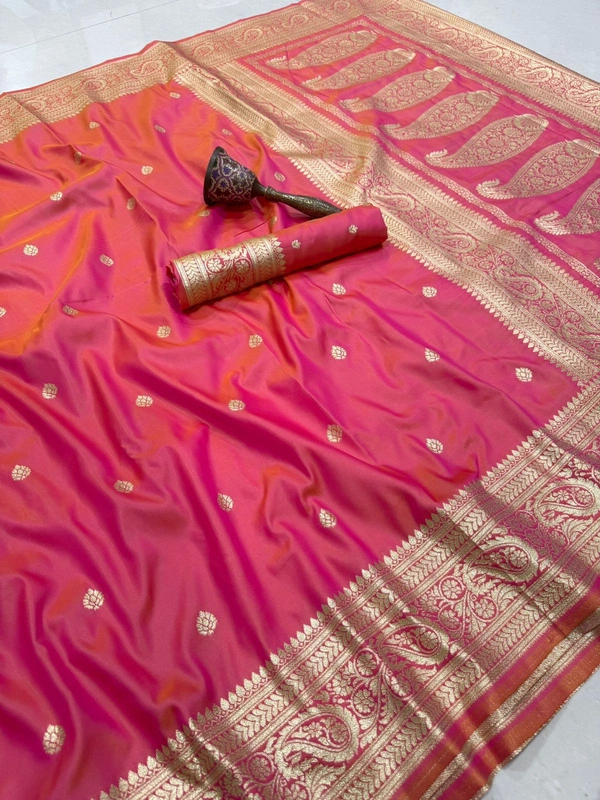 Designer Soft Silk Banarasi Saree | Lightweight Ethnic Wear with Heavy Meenakari Border