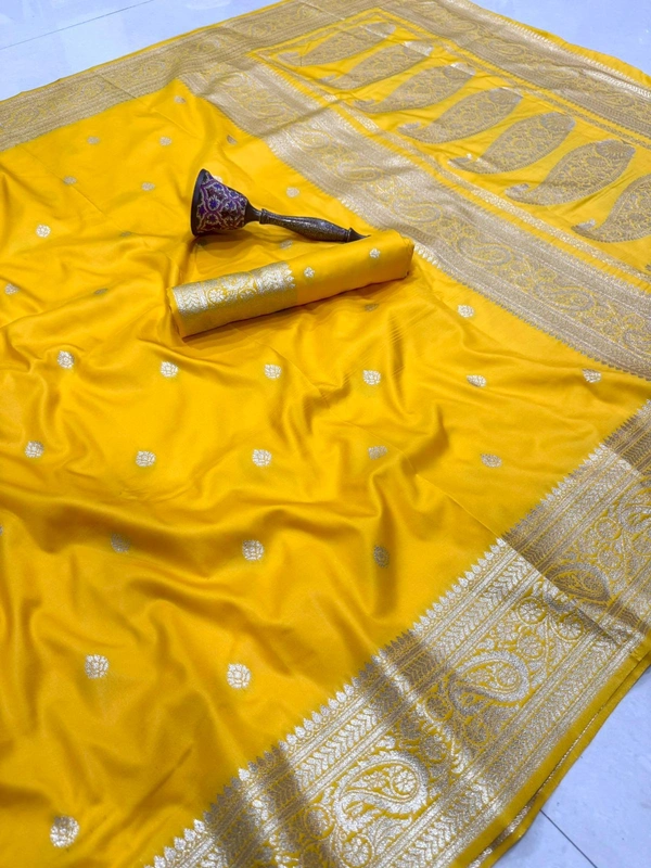 Designer Soft Silk Banarasi Saree | Lightweight Ethnic Wear with Heavy Meenakari Border