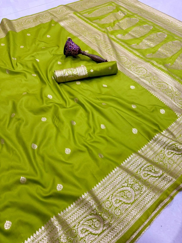Designer Soft Silk Banarasi Saree | Lightweight Ethnic Wear with Heavy Meenakari Border