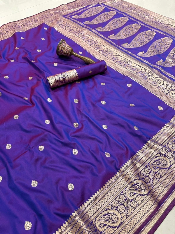 Designer Soft Silk Banarasi Saree | Lightweight Ethnic Wear with Heavy Meenakari Border