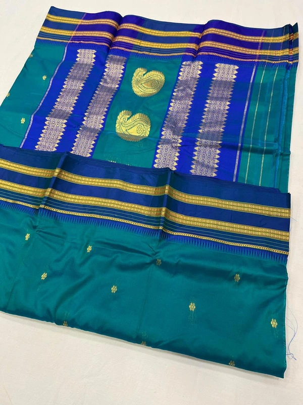 Elite Collection Pure Handloom Narayanpeth Silk Saree - Free, Sea Green