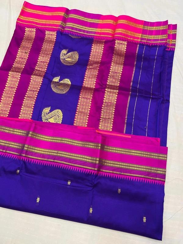 Exclusive Weave Narayanpeth Handloom Saree for Celebrations - Free, Royal Blue (2)