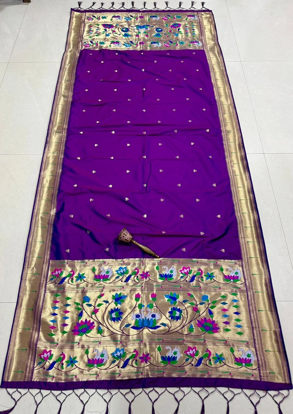 Exclusive Wine Purple Soft Silk Paithani Dupatta with Traditional Meenakari Style Zari Pallu - 2.5mt, Wine Purple