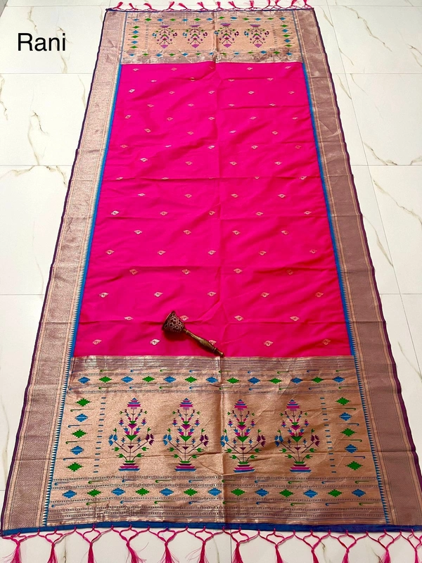 Festive Rani Pink Soft Silk Dupatta with Beautiful Meenakari Style Guldasta Rich - 2.5mt, Rani Pink