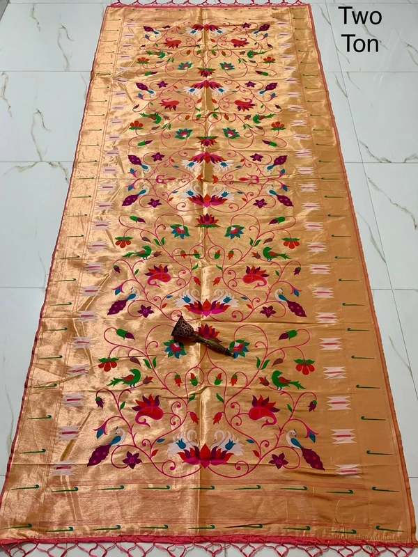 Gorgeous Two-Tone Pink Soft Silk Yeola Paithani Dupatta with Shandaar Meenakari - 2.5mt, Two-Tone