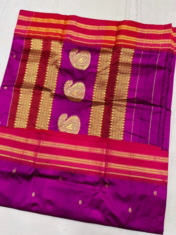 High-Quality Pure Handloom Narayanpeth Saree with Rich Pallu - Free, Rani Pink