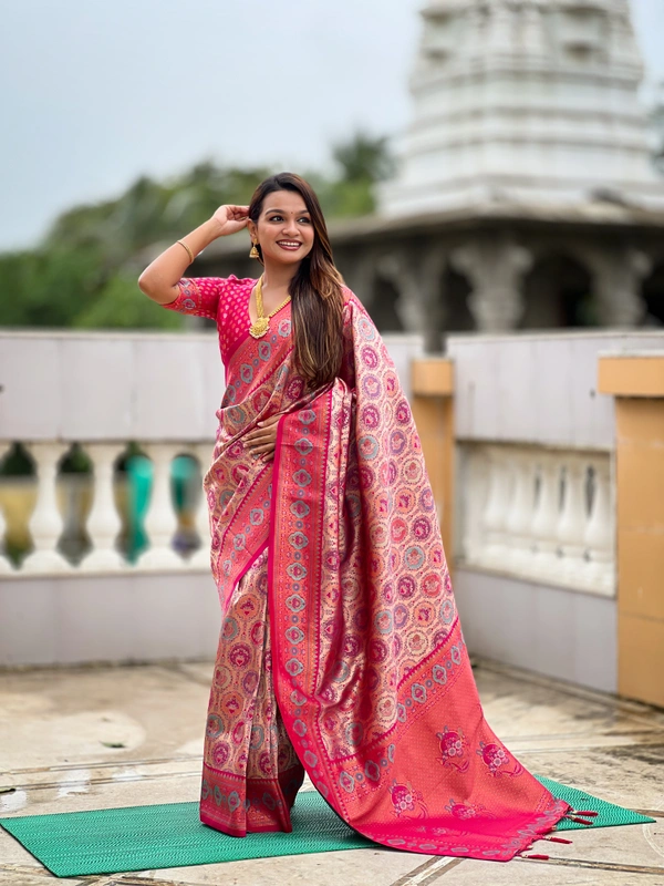 PAITHANI_HOUSE251 Kanjivaram Silk Saree � Soft Silk with Meenakari Zari Weaving & Rich Swan Border Pallu - RANI